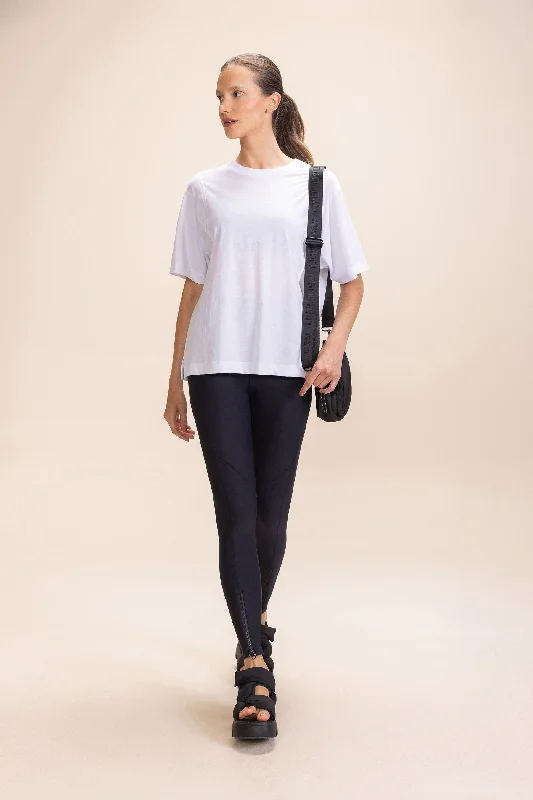Women's Yoga Tops with Supportive Features -Pima Cotton Half-Knit T-Shirt