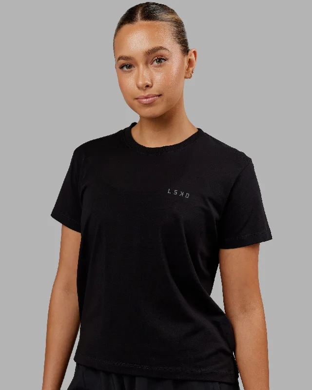 Yoga Tops for Hot and Cold Yoga Practices -Deluxe PimaFLX Tee - Black