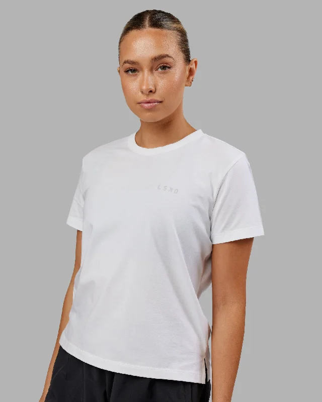Yoga Tops for Relaxed Fit and Flexibility -Deluxe PimaFLX Tee - White