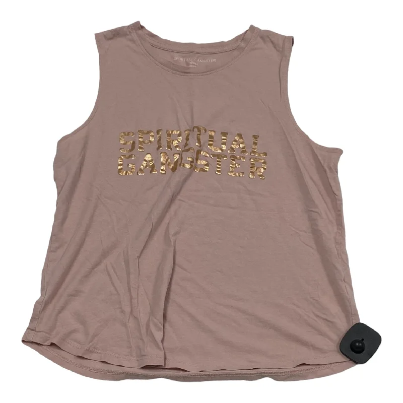 Compression Yoga Tops for Women -Pink Athletic Tank Top Spiritual Gangster, Size S