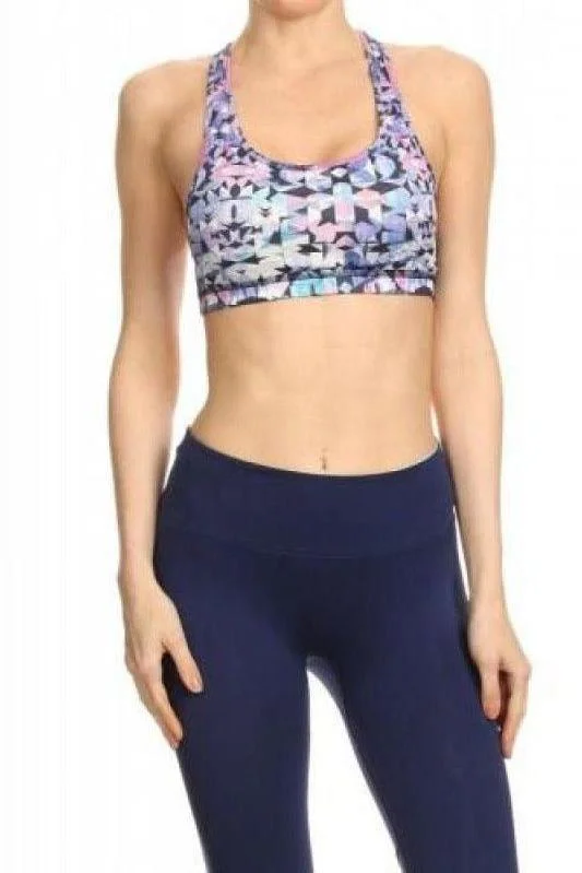 Yoga Tops with Adjustable Straps for Better Fit -Pink Ball Party Yoga Bra