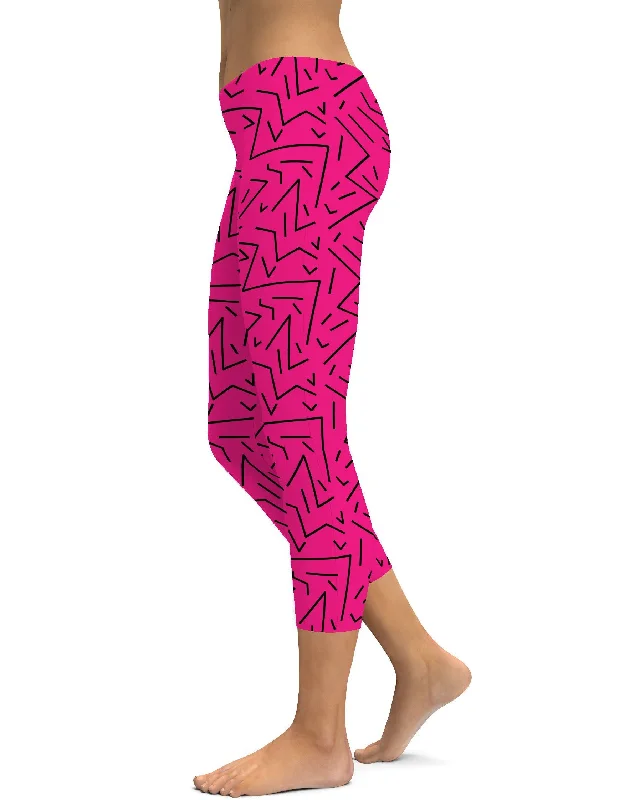 Yoga Pants for Stretching -Pink Black Line Capris