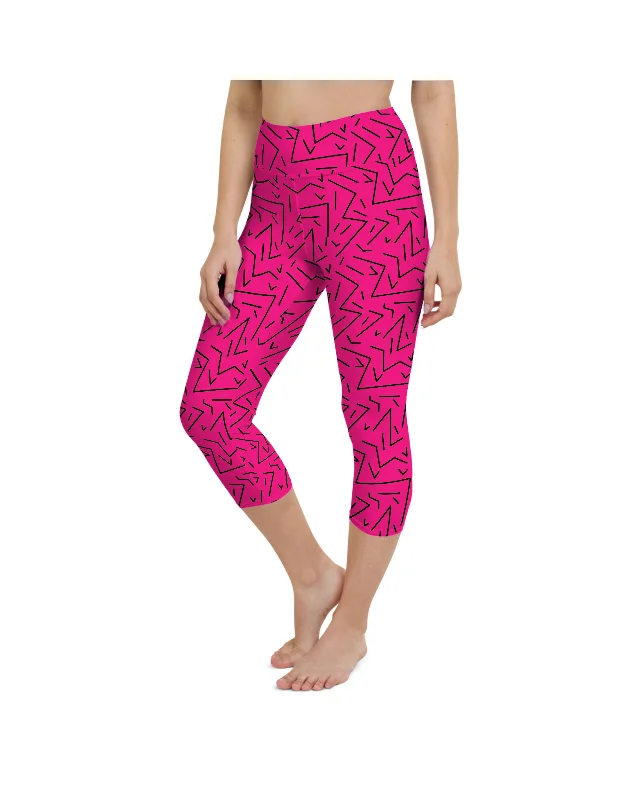 Yoga Pants for Full Range of Motion -Pink Black Line Yoga Capris