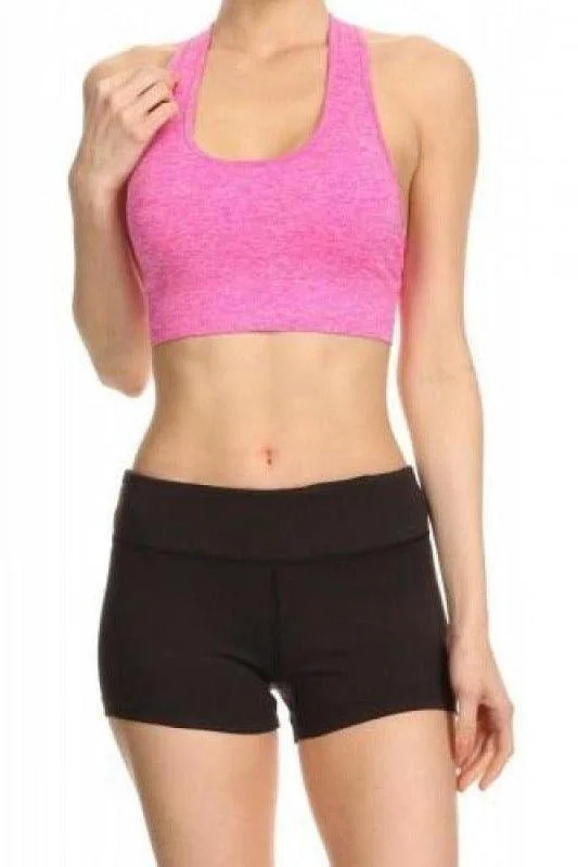 Women's Yoga Tops for Active and Casual Wear -Pink Bra w/zipper pull Focus