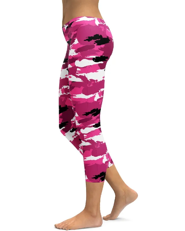 Yoga Pants for Full Flexibility and Comfort -Pink Camo Capris
