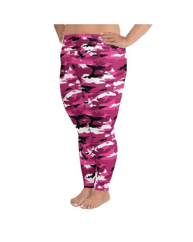 Premium Yoga Pants for Better Stretch -Pink Camo Plus Size Leggings