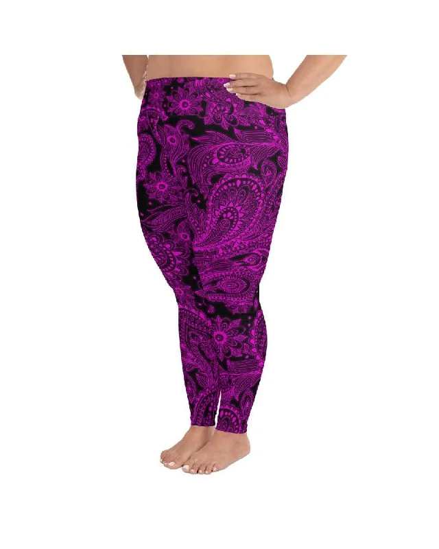Yoga Pants for Maximum Comfort and Flexibility -Pink Glowing Floral Plus Size Leggings