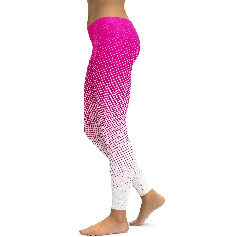 High-Waisted Leggings for Yoga -Pink Halftone Leggings