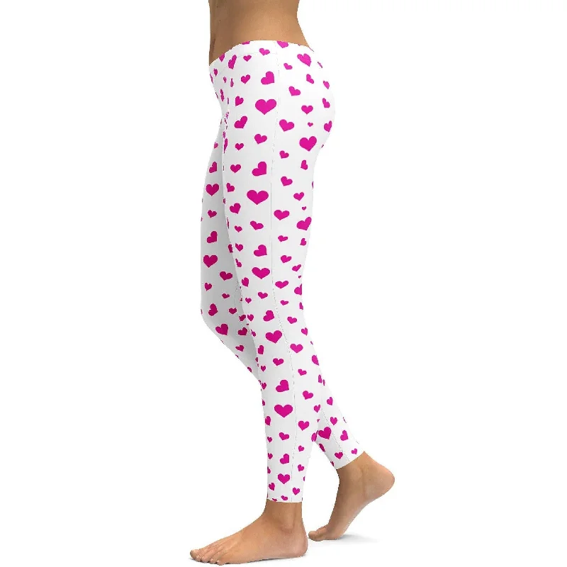 Comfortable Yoga Pants for All Types of Practice -Pink Hearts Leggings