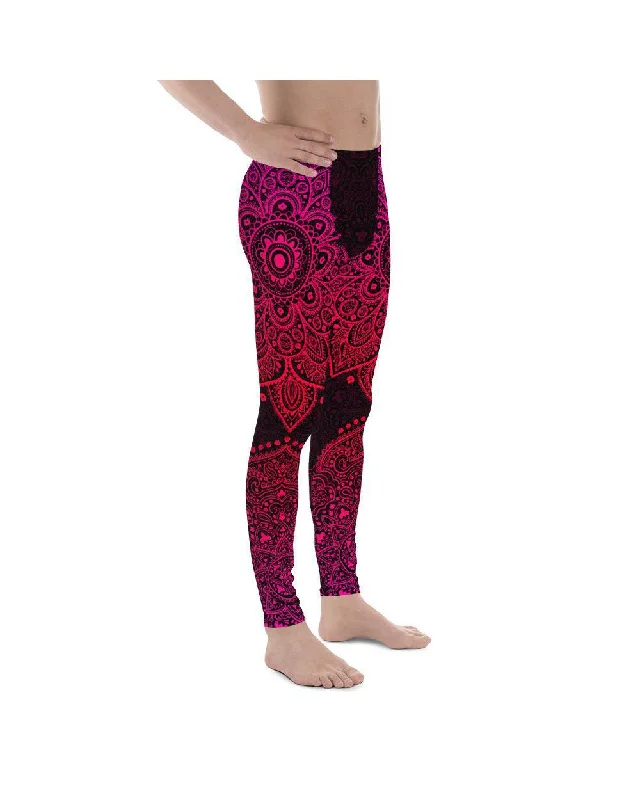 Comfortable Yoga Pants for Restorative Yoga -Pink Mandala Meggings