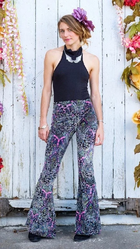 Best Fit Yoga Pants for Comfort -Pink Paisley Burnout Slim Bells