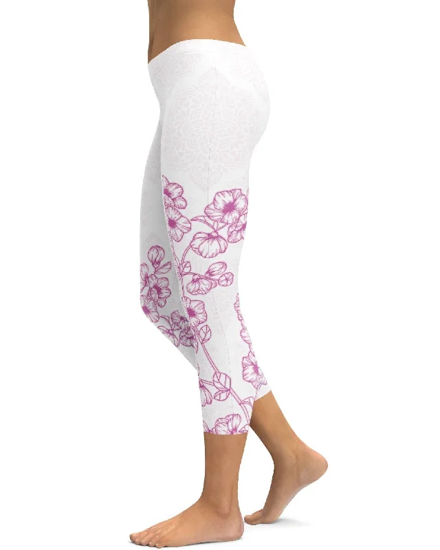 Yoga Pants for Active Training -Pink Sakura Capris