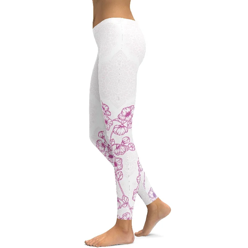 Black Yoga Pants -Pink Sakura Leggings