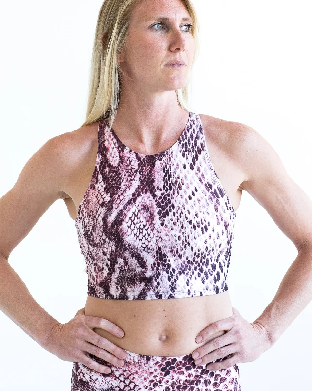 Yoga Pants with Pockets -Pink Snakeskin Crop Top *FINAL SALE*