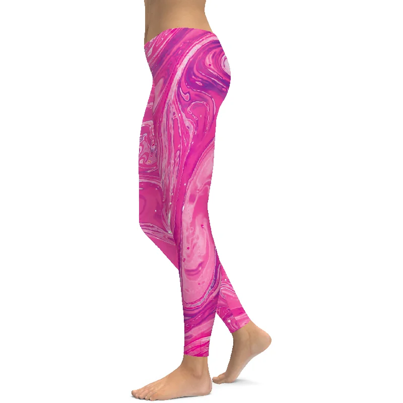 Yoga Pants for Smoothing -Pink Swirl Leggings
