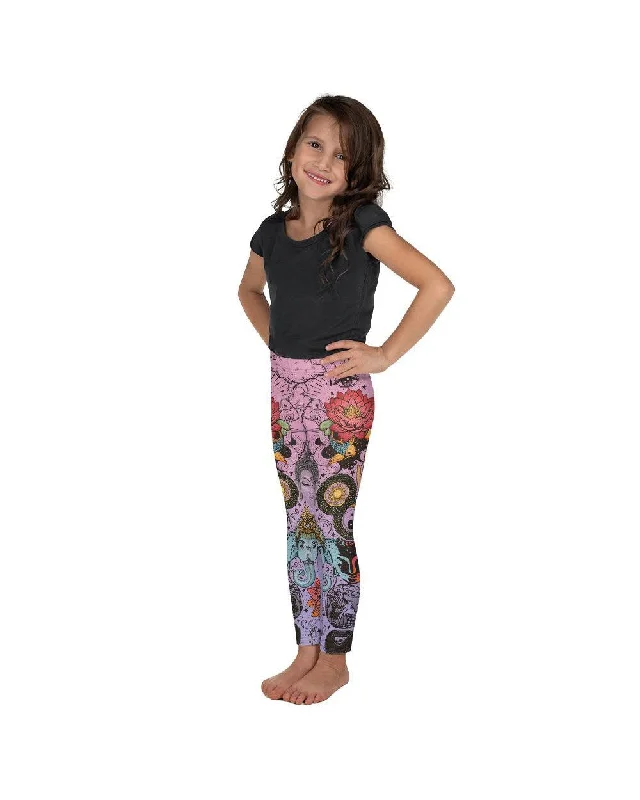 Best Fit Yoga Pants for Active Movement -Pink Tattooed Lotus Kid's Leggings