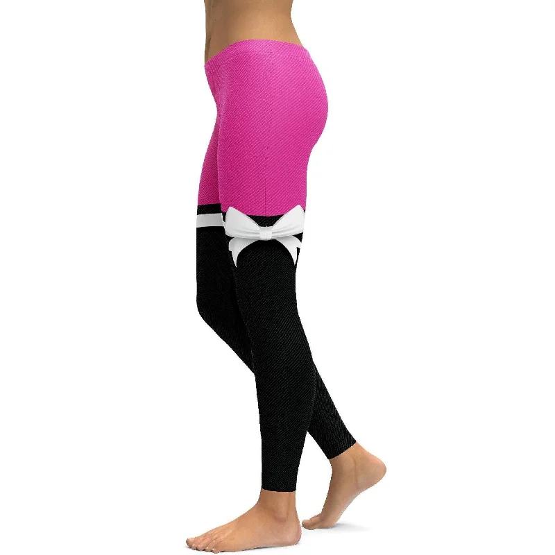 Flattering Yoga Pants for All Body Types -Pink to Black Thigh High Bow Leggings