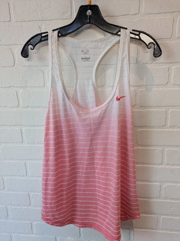 Women's Yoga Tops for Powerful Stretching -Pink & White Athletic Tank Top Nike, Size S