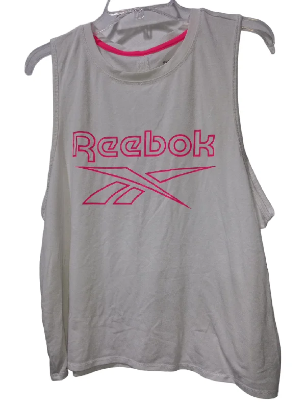 Women's Yoga Tops with Full Coverage -Pink & White Athletic Tank Top Reebok, Size Xl