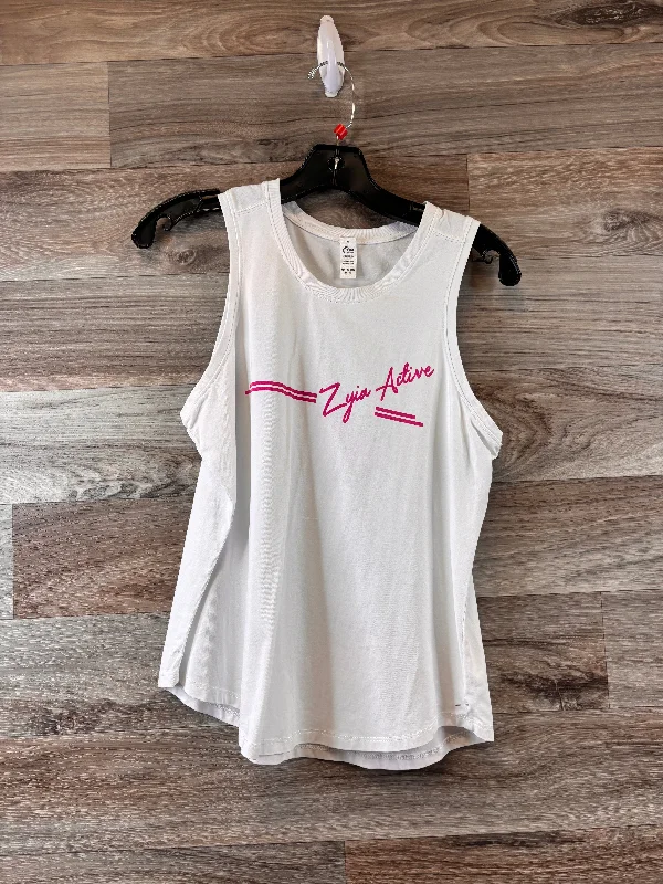 Yoga Tops for Better Posture -Pink & White Athletic Tank Top Zyia, Size M