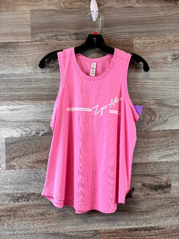 Cotton Yoga Tops for Comfort -Pink & White Athletic Tank Top Zyia, Size M