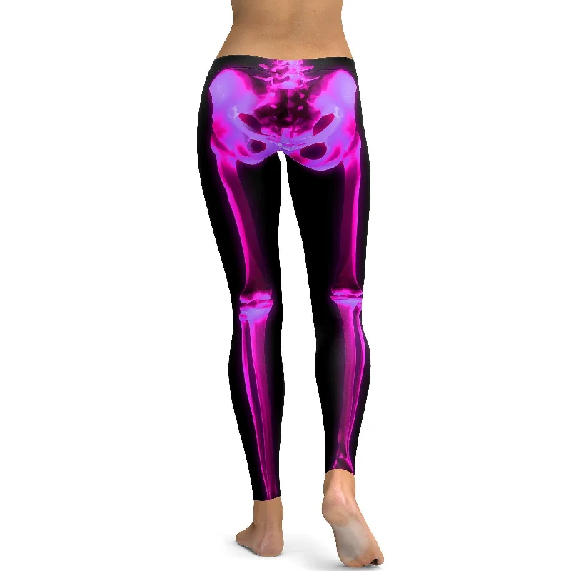 Yoga Pants with Custom Fit -Pink X-ray Skeleton Leggings