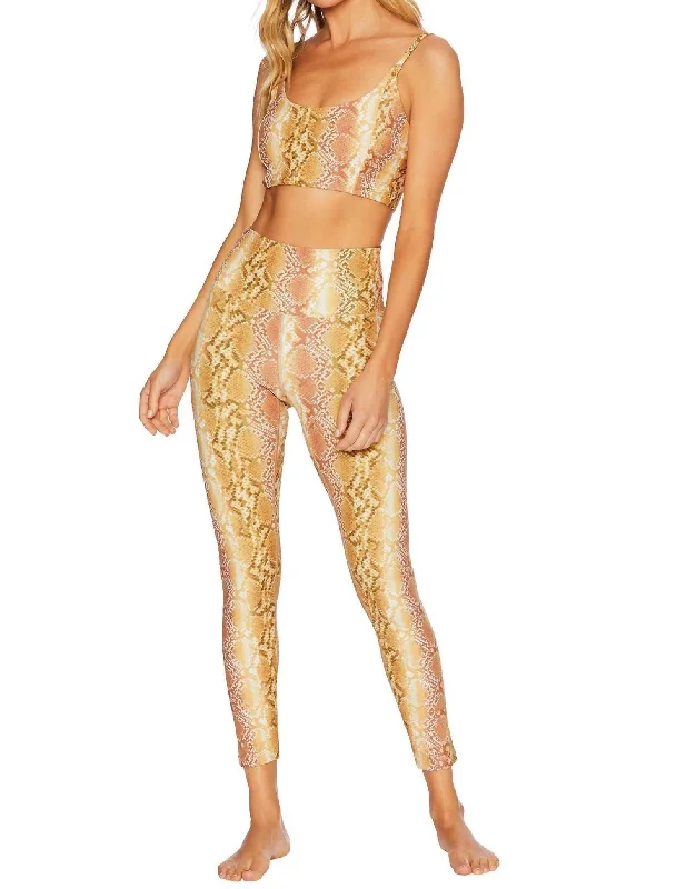 Premium Yoga Shorts for Flexibility Training -Piper Legging In Golden Snake