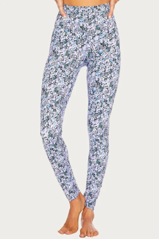 Women's Yoga Shorts with Tummy Control -Piper Leggings In Ditsy Lilac