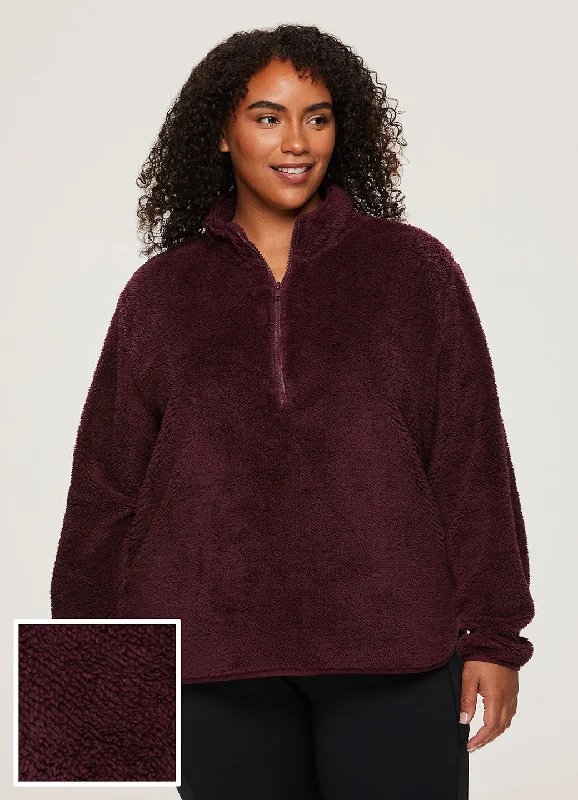 Yoga Tops with Spaghetti Straps for Breathability -Plus Dylan 1/4 Zip Sherpa Pullover