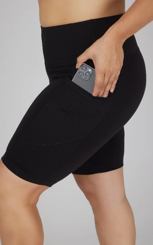 Yoga Shorts for Full Flexibility Movement -Plus High Waist 9" Side Pocket Bike Short