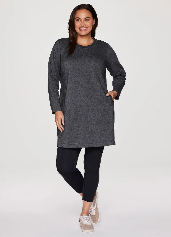 Soft and Relaxed Yoga Tops for Flexibility -Plus Prime Fleece Crewneck Dress