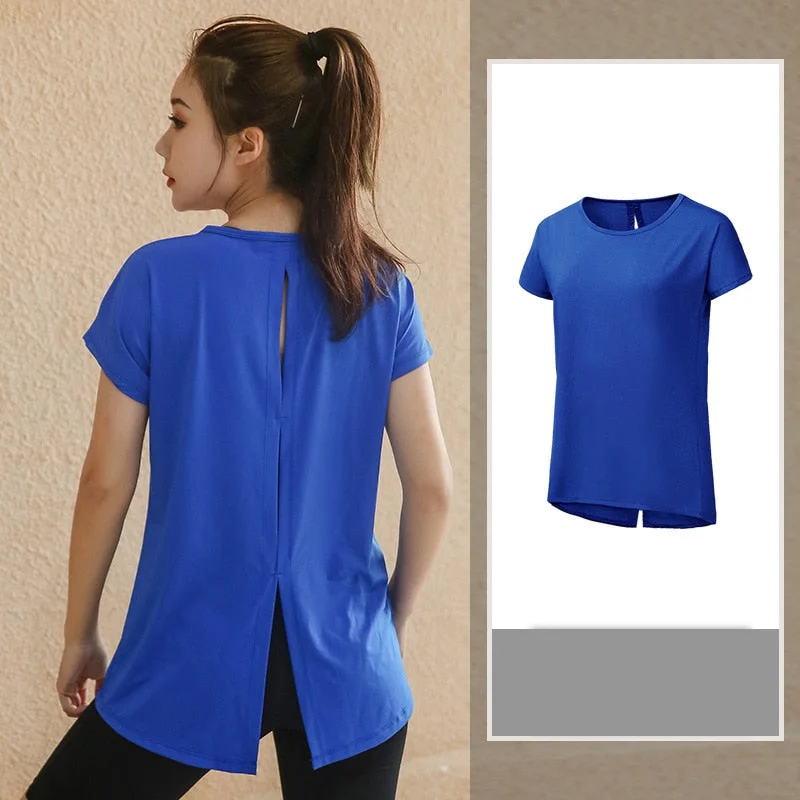 Women's Yoga Tops for Easy Flexibility -Plus Size L-XXXXL Fitness Yoga Top Women Short Sleeve Yoga T-Shirt Running Gym Sport Tops Fitness Workout Breathable Sportswear