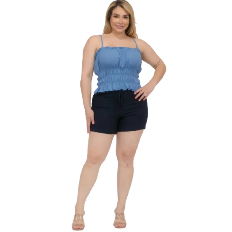 Yoga Tops for Movement and Flexibility Support -Plus Size Tiered Shirred Body Crop Top Yoga Tops for Movement and Flexibility Support -Plus Size Tiered Shirred Body Crop Top