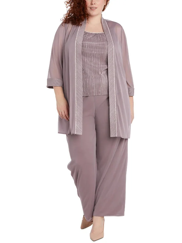 Yoga Shorts for Warm-Up and Flexibility -Plus Womens 3PC Polyester Pant Outfit