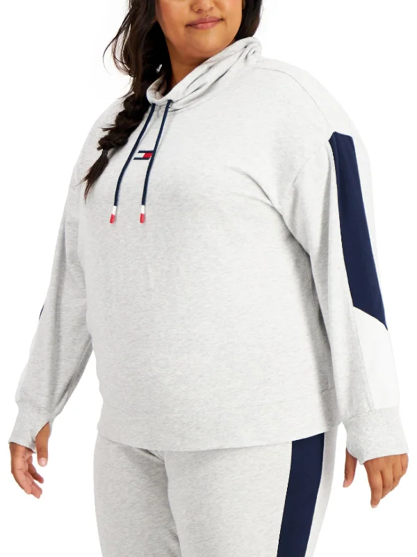 Women's Yoga Tops for Pilates and Flexibility -Plus Womens Cowlneck Logo Sweatshirt