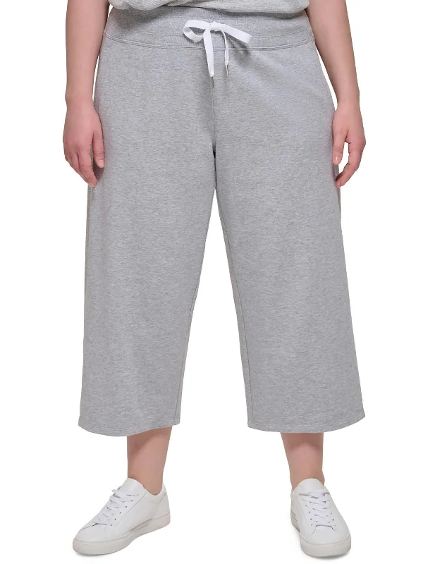 Comfortable Yoga Shorts for Active Lifestyles -Plus Womens Cropped Ribbed Trim Sweatpants Comfortable Yoga Shorts for Active Lifestyles -Plus Womens Cropped Ribbed Trim Sweatpants