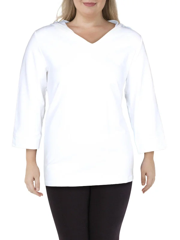 Yoga Tops for Maximum Stretch -Plus Womens Fitness Running Hoodie