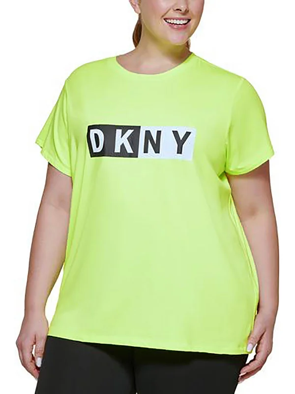 Comfortable Yoga Tops for Long Poses -Plus Womens Logo Activewear Pullover Top