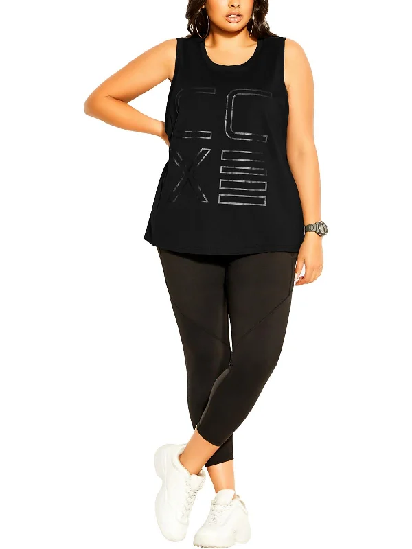 Tight-Fitting Yoga Tops -Plus Womens Logo Cotton Tank Top