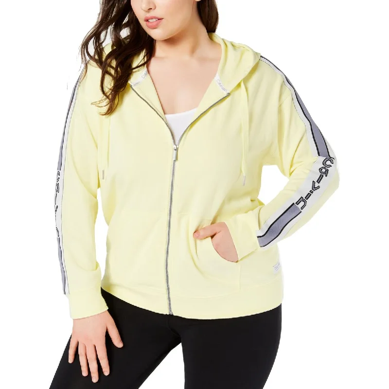 Comfortable Yoga Tops for All Workouts -Plus Womens Striped Fitness Hoodie