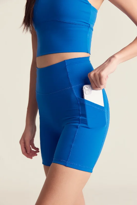 Yoga Shorts for Mobility and Comfort -Pocket Shorts (Biker 6") in Electric