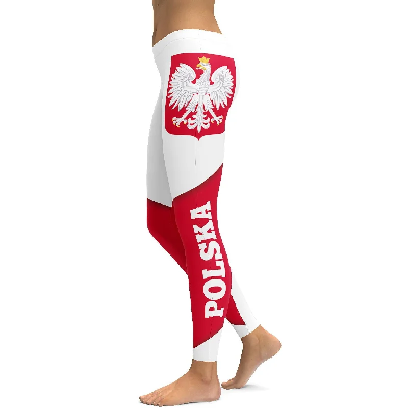 Comfortable Full Coverage Yoga Pants -Polish Flag Leggings