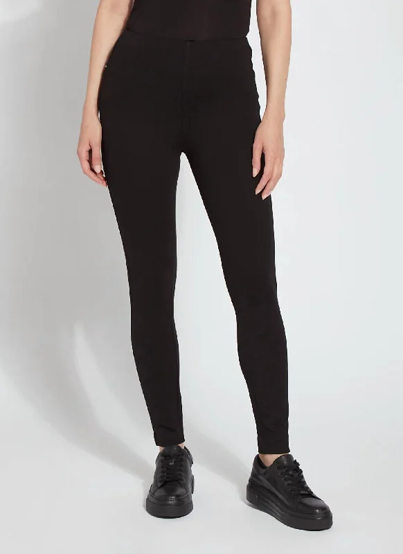 Yoga Shorts for Comfort and Stretching -Ponte Toothpick Legging In Black
