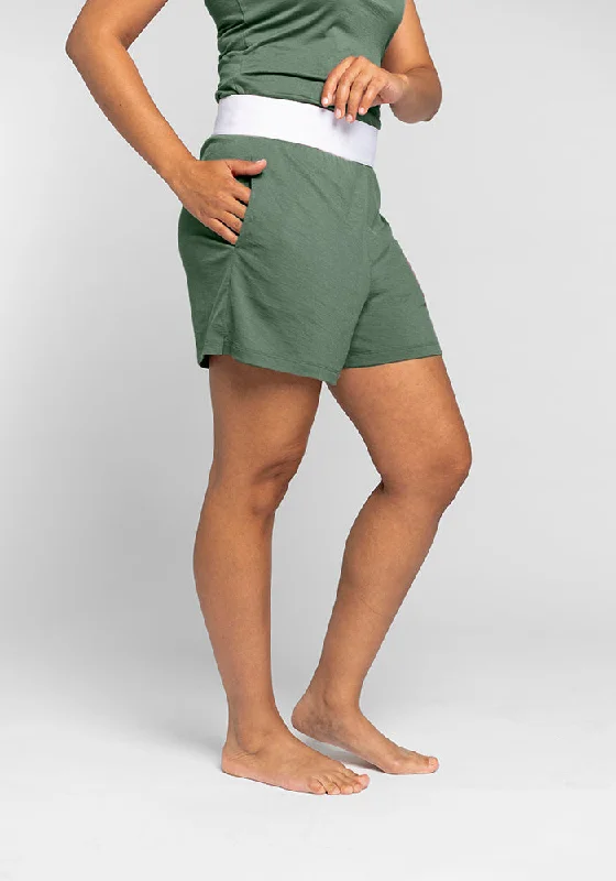 Compression Yoga Shorts for Flexibility -Poppy Lounge Shorts - Duck Green