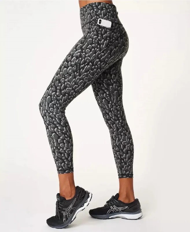 Yoga Shorts for Comfort and Support -Power 7/8 Workout Leggings In Black Tonal Leopard Print Yoga Shorts for Comfort and Support -Power 7/8 Workout Leggings In Black Tonal Leopard Print