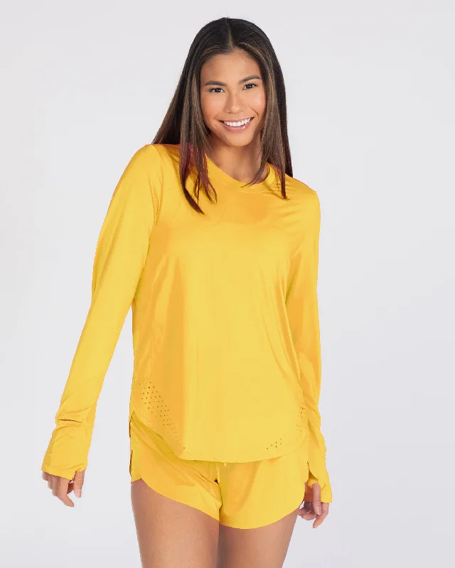 Yoga Tops for Yoga and Running -Sunny Days UPF Long Sleeve - Sunbeam