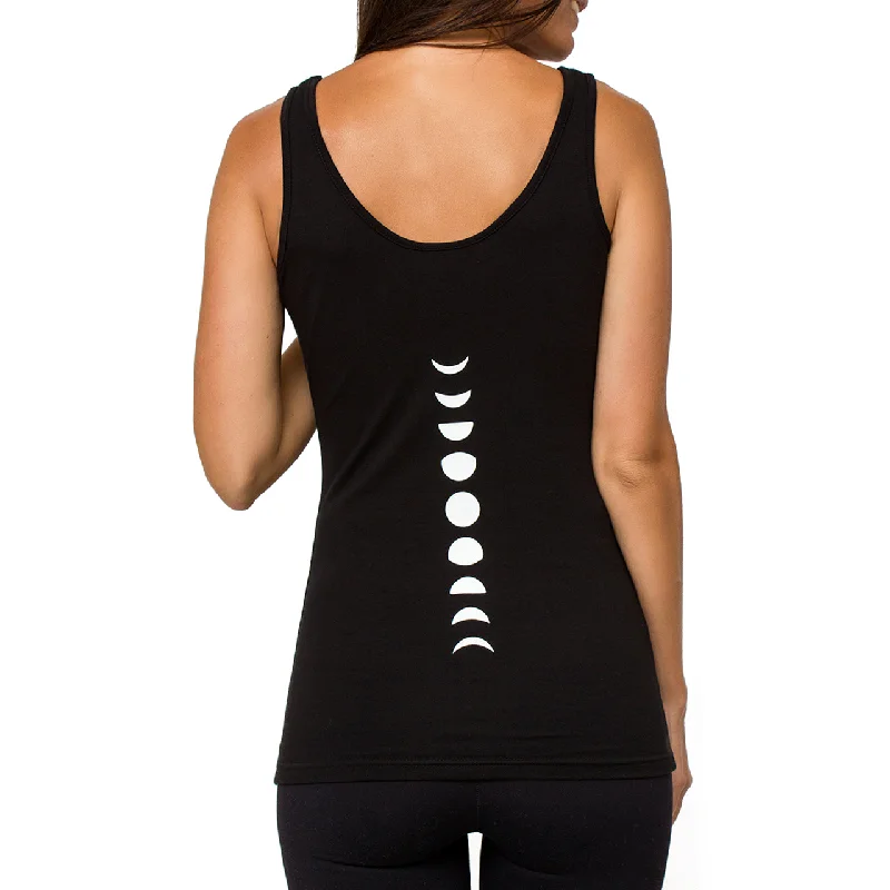 Yoga Tops with Supportive Features -Moon Phases Yoga Tank Top