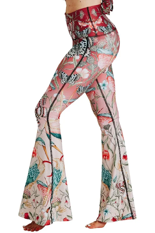 Yoga Pants for Mobility -Pretty In Pink Printed Bell Bottoms by Yoga Democracy