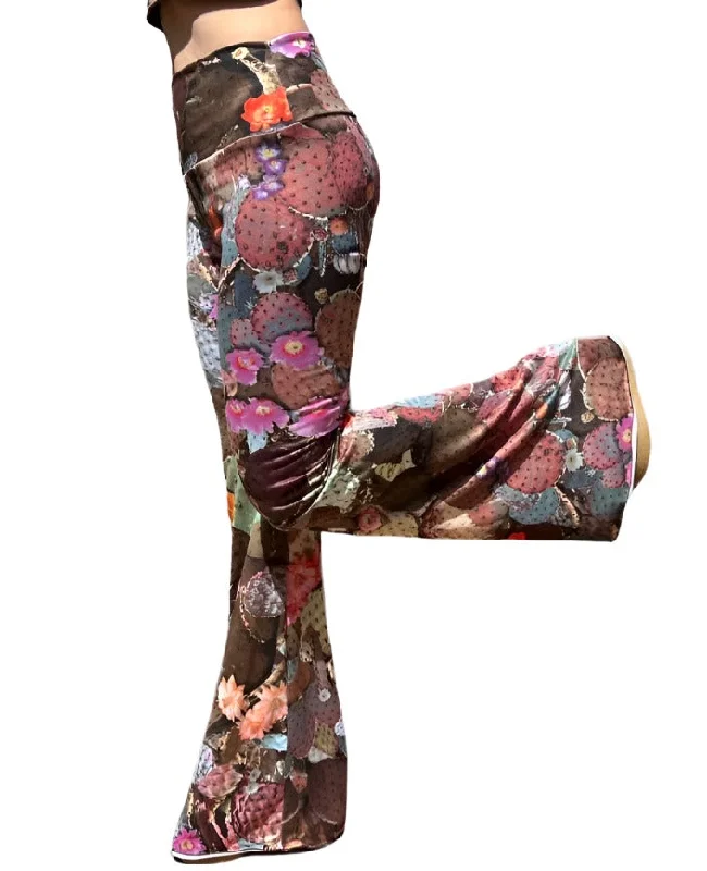 Yoga Pants with a Smooth Fit -Prickly Pair Cactus Flair Bell Bottom Legging