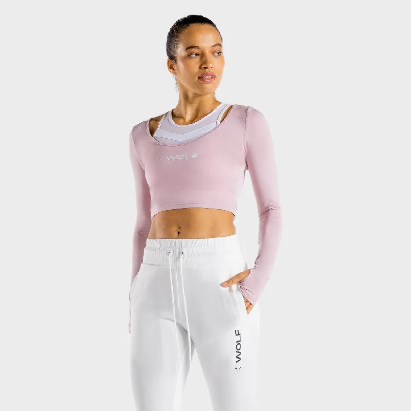Supportive Yoga Tops for Poses -Primal Crop Tee - Dusty Pink